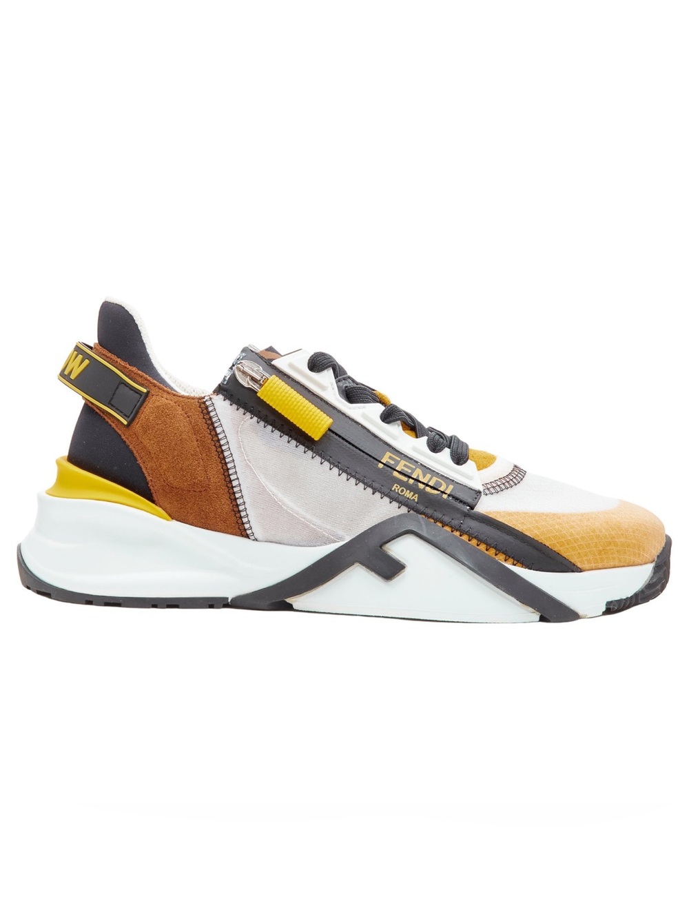 Fendi Flow Women’s Brown, Yellow & White Lace-Up Sneakers💛🤎